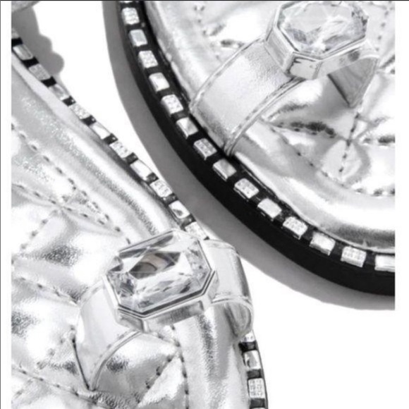 Embellished Lux Slides Silver - Picture 3 of 5